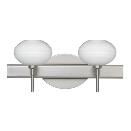 Besa Lighting Lasso Vanity, Opal Matte, Satin Nickel Finish, 2x5W LED 2SW-561207-LED-SN